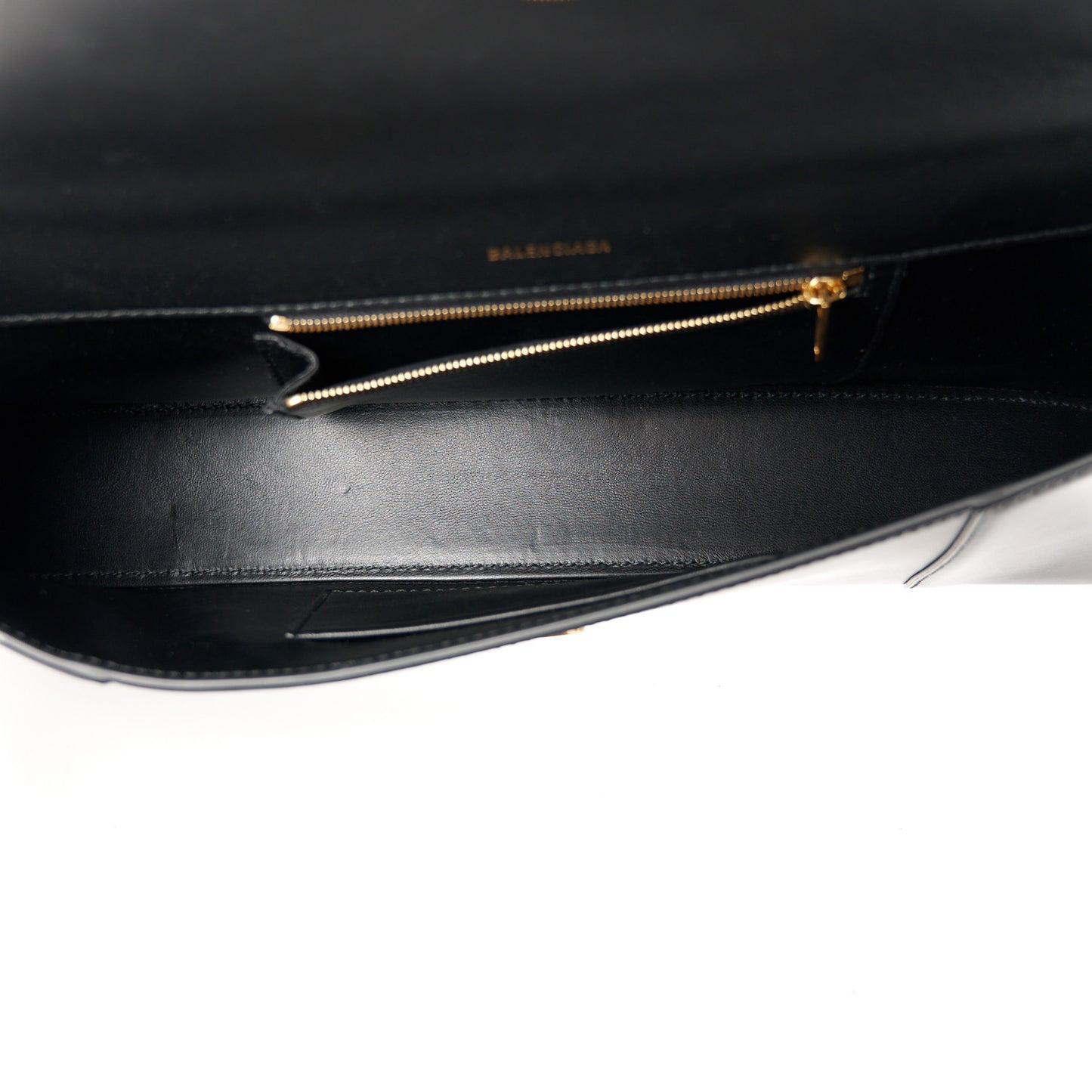 Shiny Box Calfskin Hourglass Stretch Top Handle Bag Black