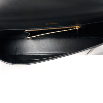 Balenciaga Shiny Box Calfskin Hourglass Stretch Top Handle Bag Black 5 of 12