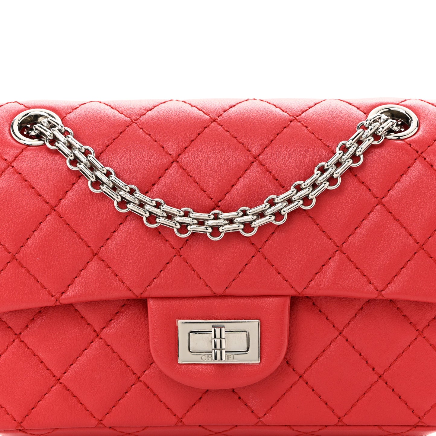 Calfskin Quilted 2.55 Reissue Mini Flap Dark Red