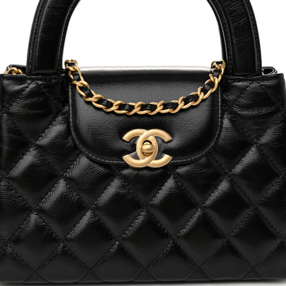 Chanel Shiny Aged Calfskin Quilted Nano Kelly Shopper Black 8 of 11