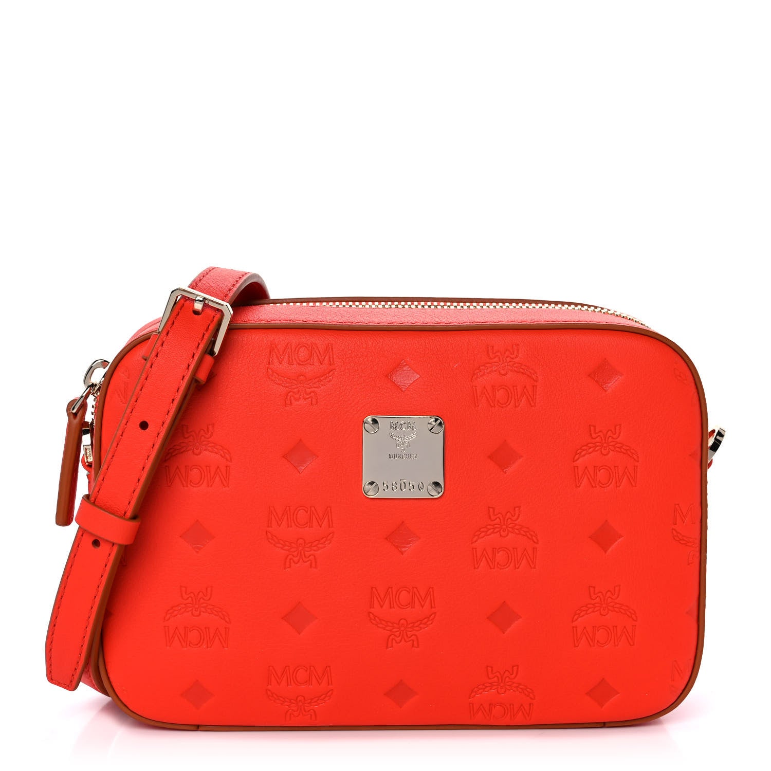 MCM Calfskin Ottomar Monogram Klara Crossbody Bag Hot Coral 1 of 9
