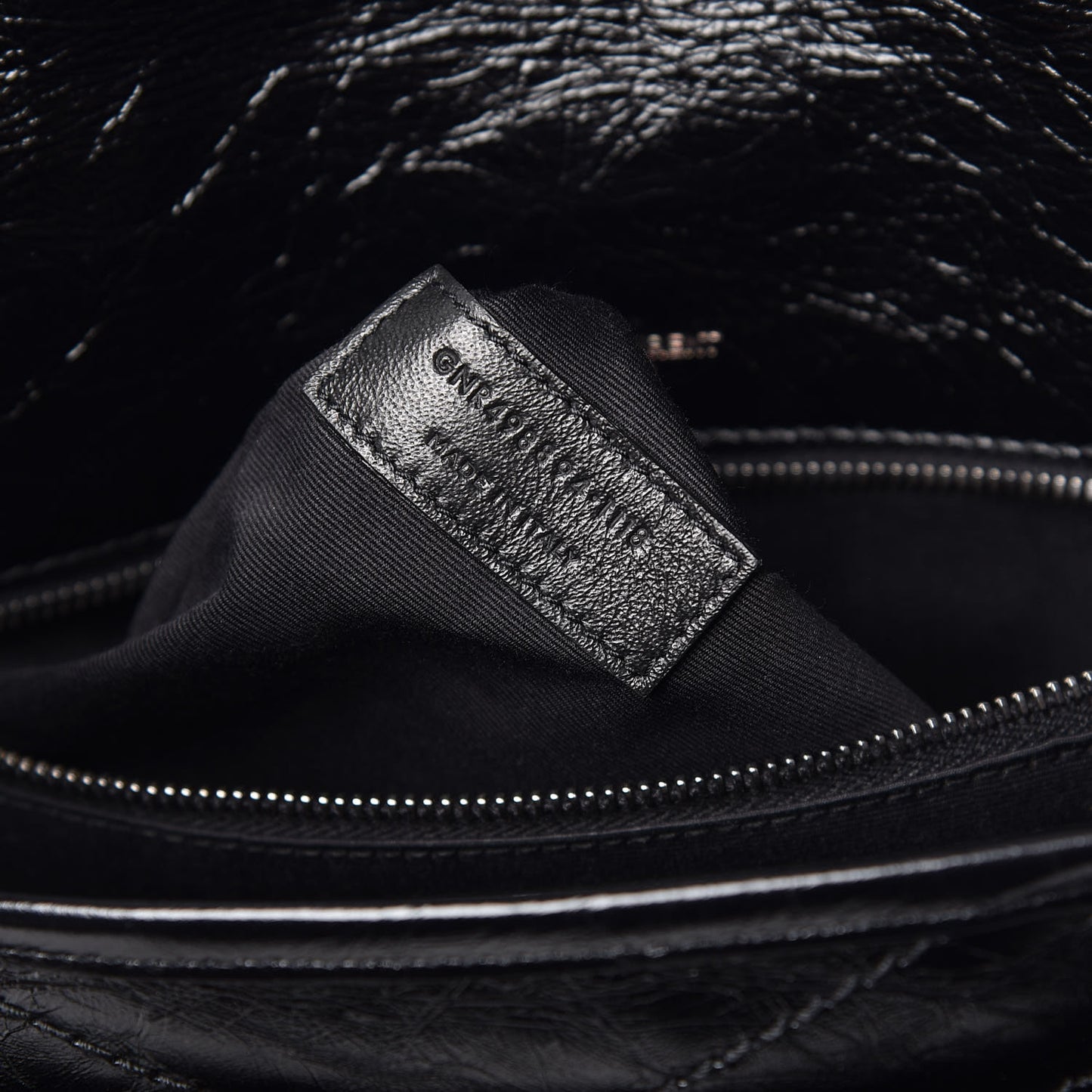 Crinkled Calfskin Matelasse Monogram Medium Niki Chain Satchel Black