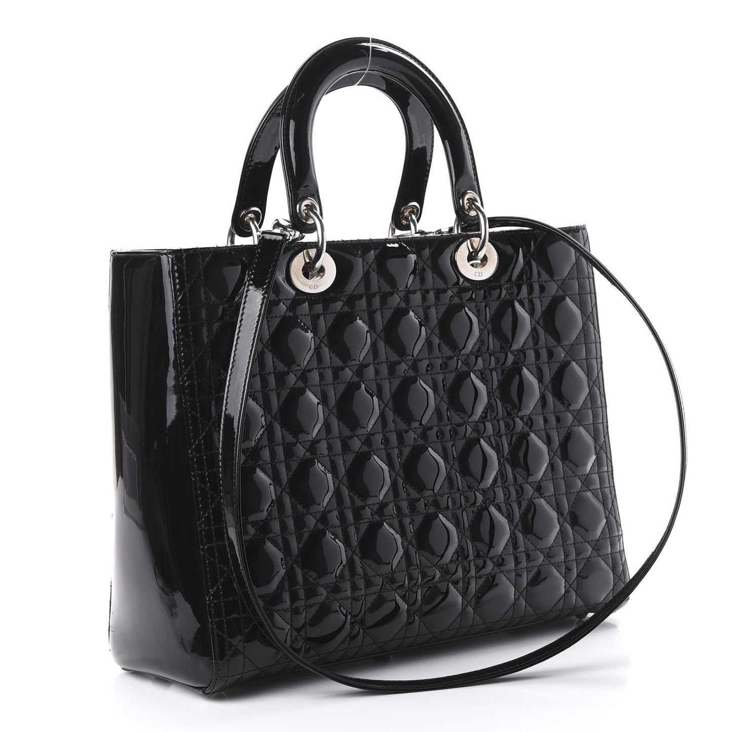 Patent Cannage Large Lady Dior Black