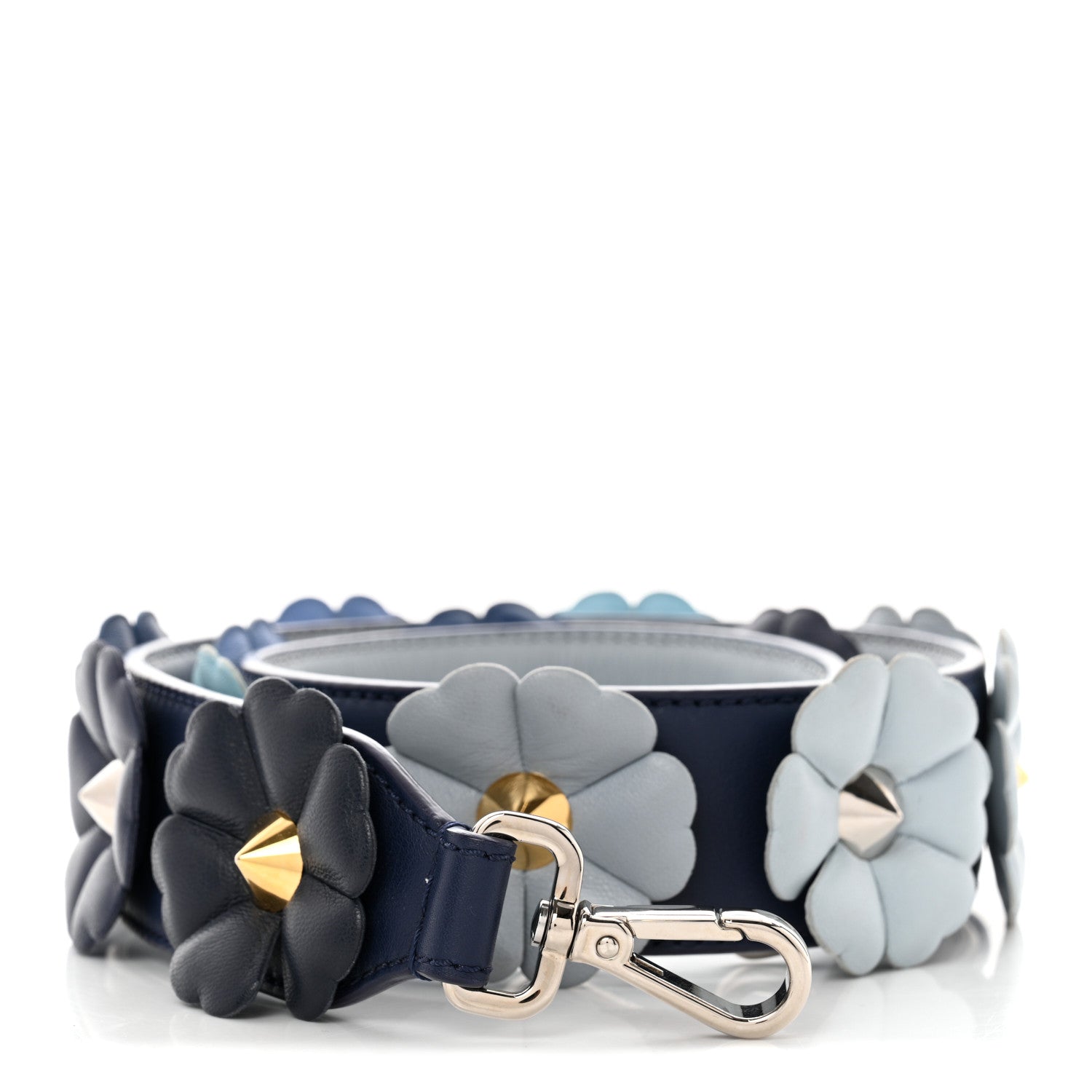 Fendi Vitello Dolce Flowerland Bi-Color Studded Strap You Blueberry Azzurro Polvere Multicolor 1 of 5