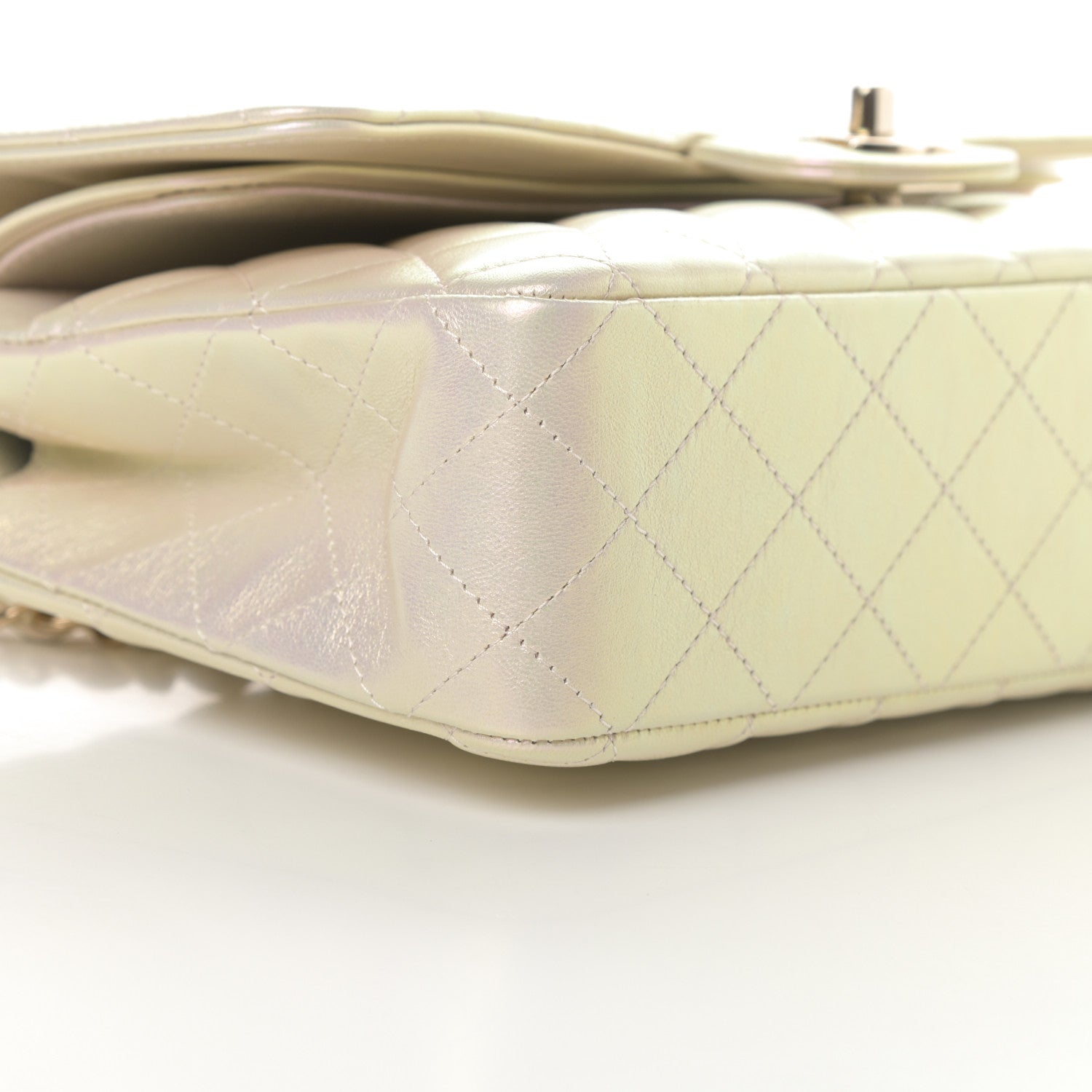 Chanel Iridescent Lambskin Quilted Medium Double Flap Ivory 9 of 12