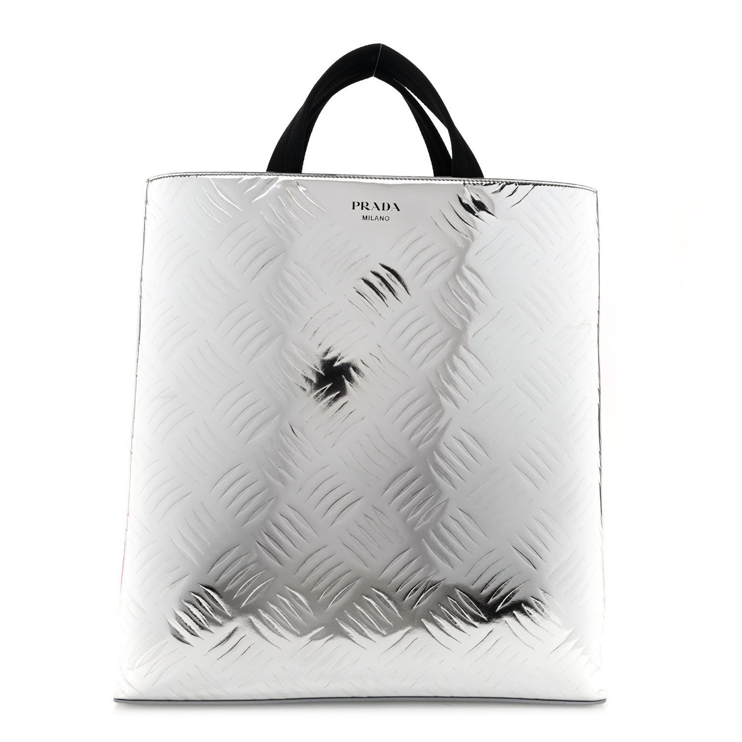 Metallic Spazzolato Embossed Tote Argento