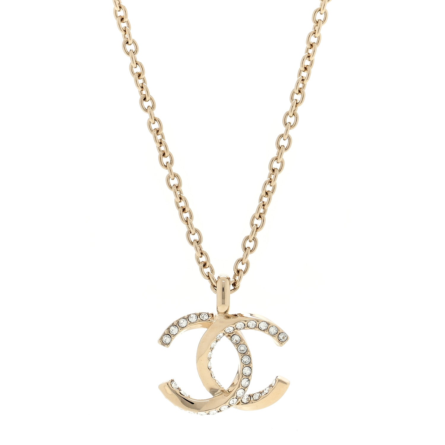 Chanel Metal Crystal CC Necklace Gold 1 of 4