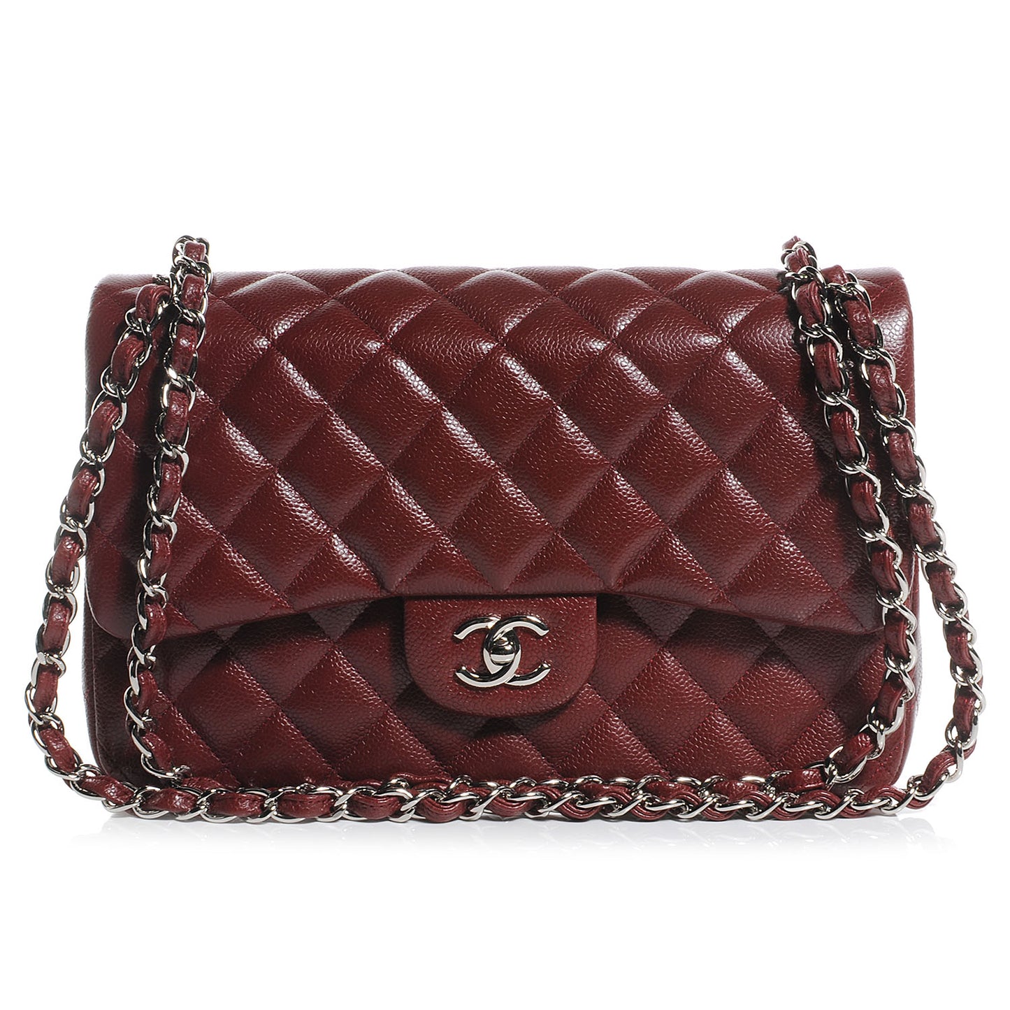 Caviar Jumbo Double Flap Dark Red