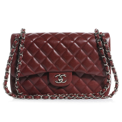 Chanel Caviar Jumbo Double Flap Dark Red 1 of 8
