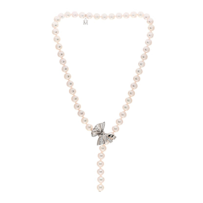 Mikimoto 18K White Gold Diamond Akoya Pearl 7-7.5mm Jeux de Rubans Necklace 3 of 4