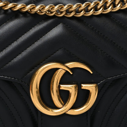 Gucci Calfskin Matelasse Small GG Marmont Shoulder Bag Black 8 of 10