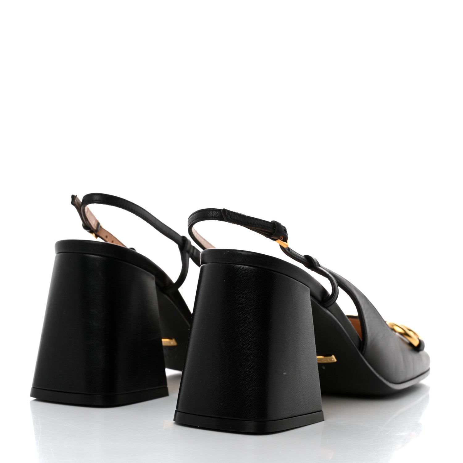 Gucci Malaga Kid Horsebit 75mm Slingback Pumps 38.5 Black 4 of 7