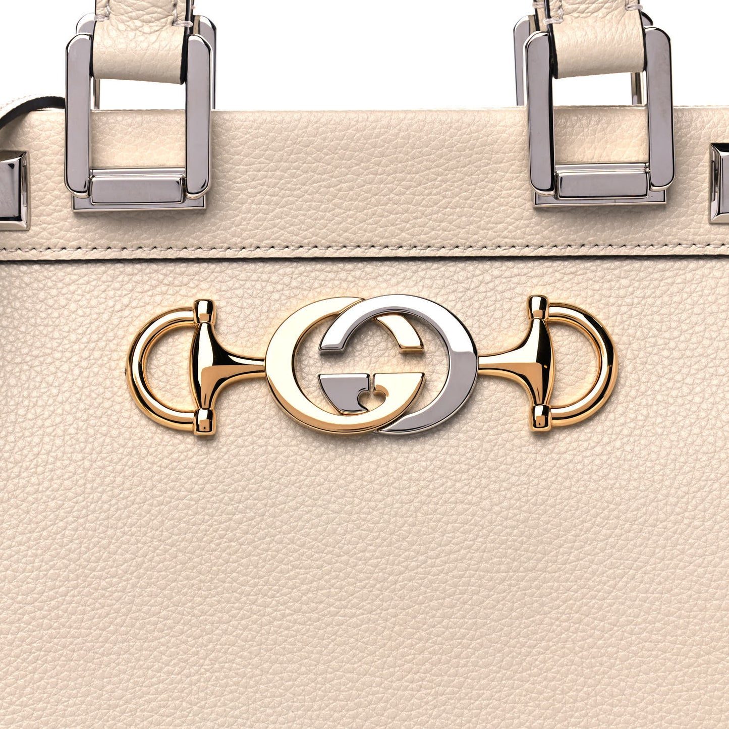 Grainy Calfskin Small Zumi Top Handle Bag Mystic White