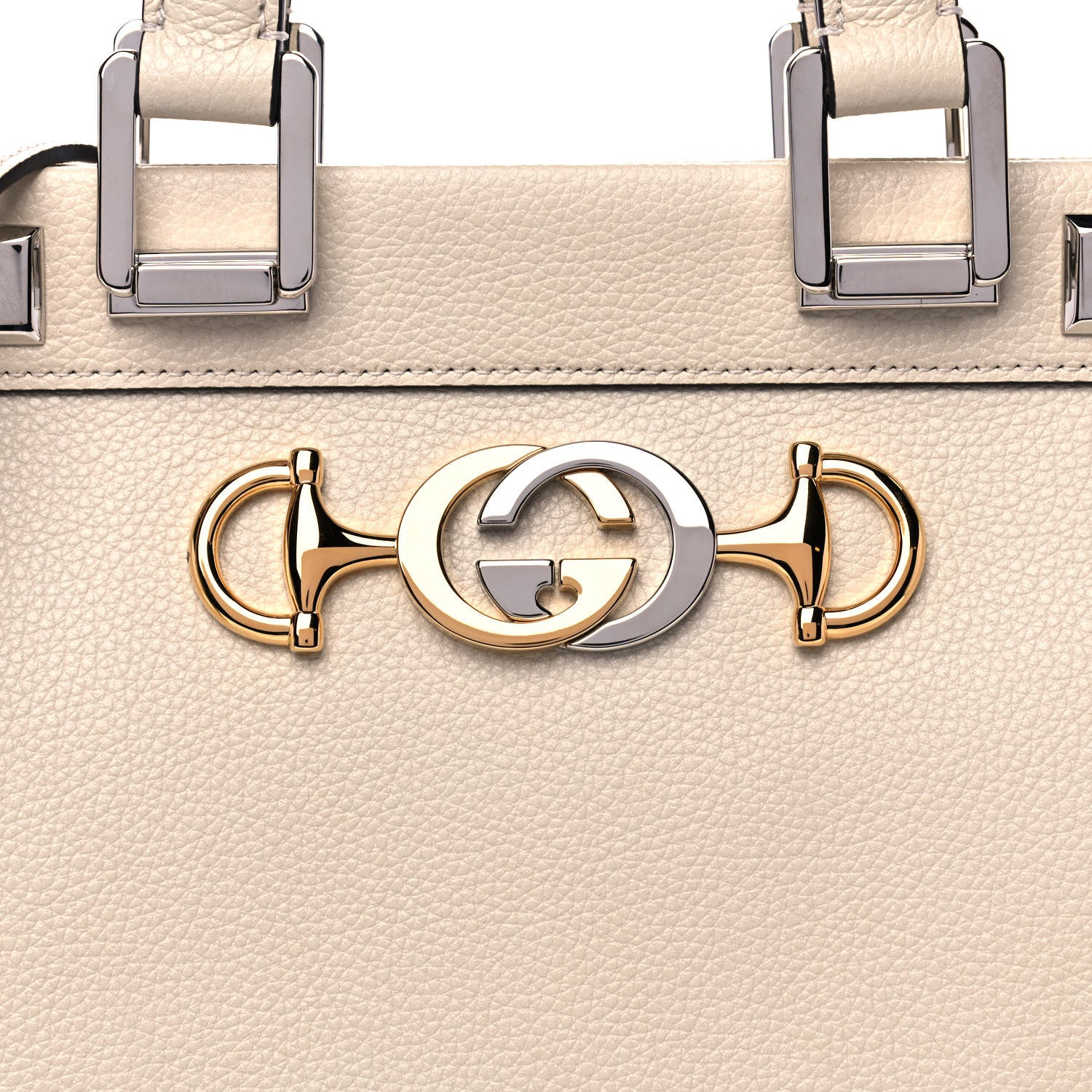 Gucci Grainy Calfskin Small Zumi Top Handle Bag Mystic White 10 of 12