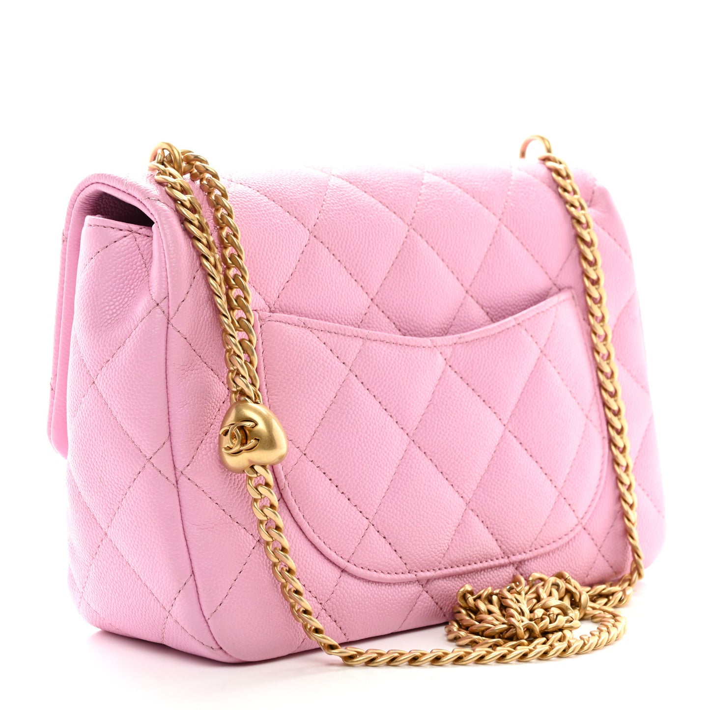 Caviar Quilted Sweetheart Flap Pink
