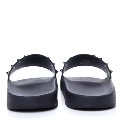 Valentino Garavani Rubber Rockstud Slide Sandals 38 Black 7 of 9