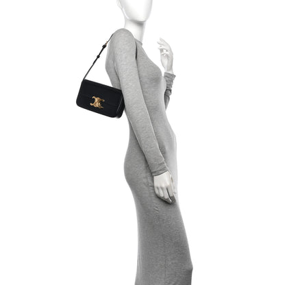 Celine Shiny Calfskin Triomphe Shoulder Bag Black 2 of 13
