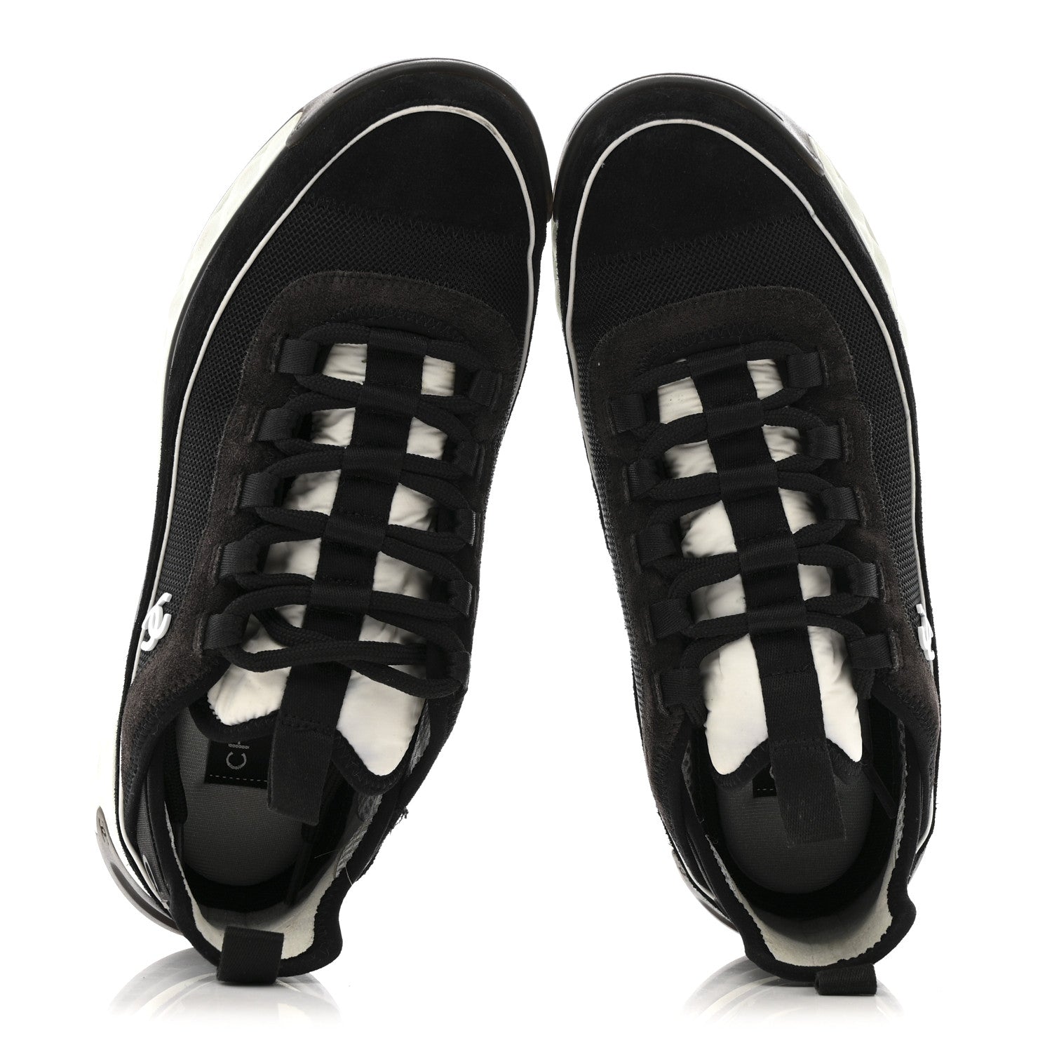 Chanel Fabric Suede CC Sneakers 40 Black Dark Grey 2 of 12