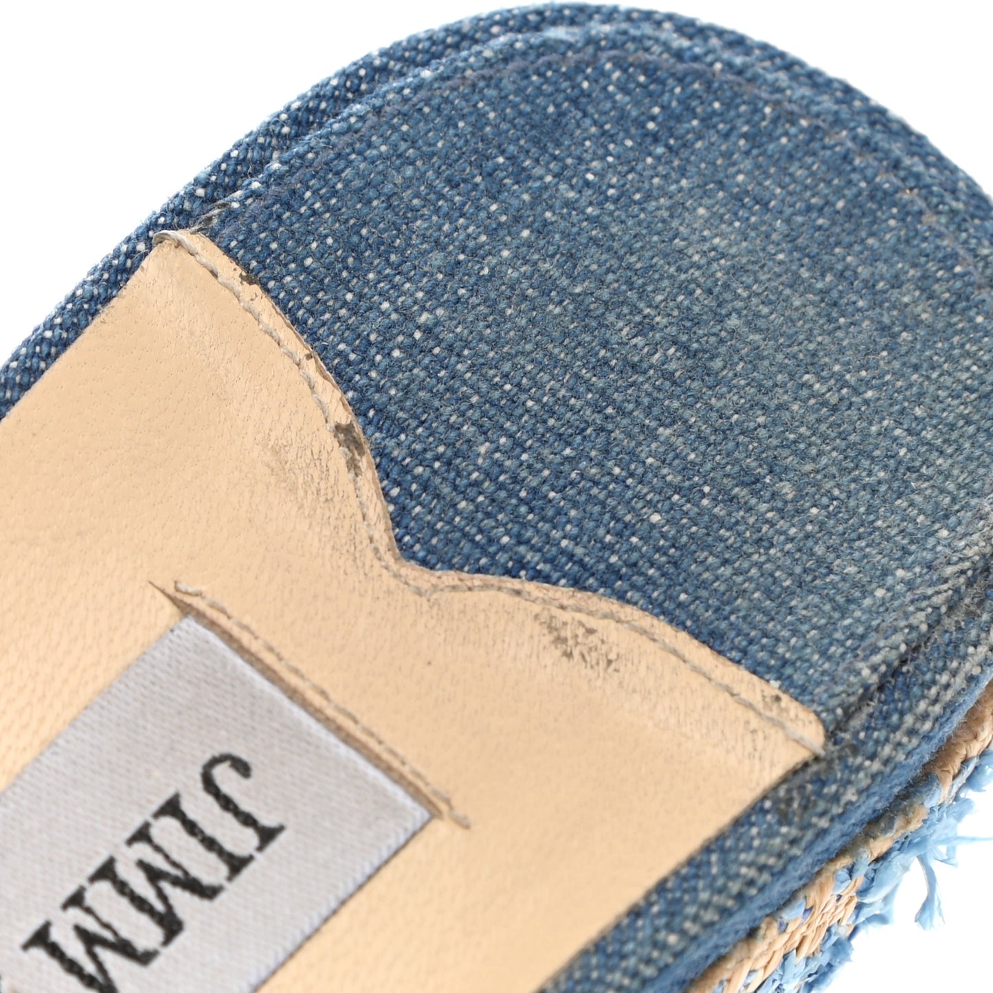 Denim Fringed Raffia Almer 105 Wedge Sandals 36 Navy