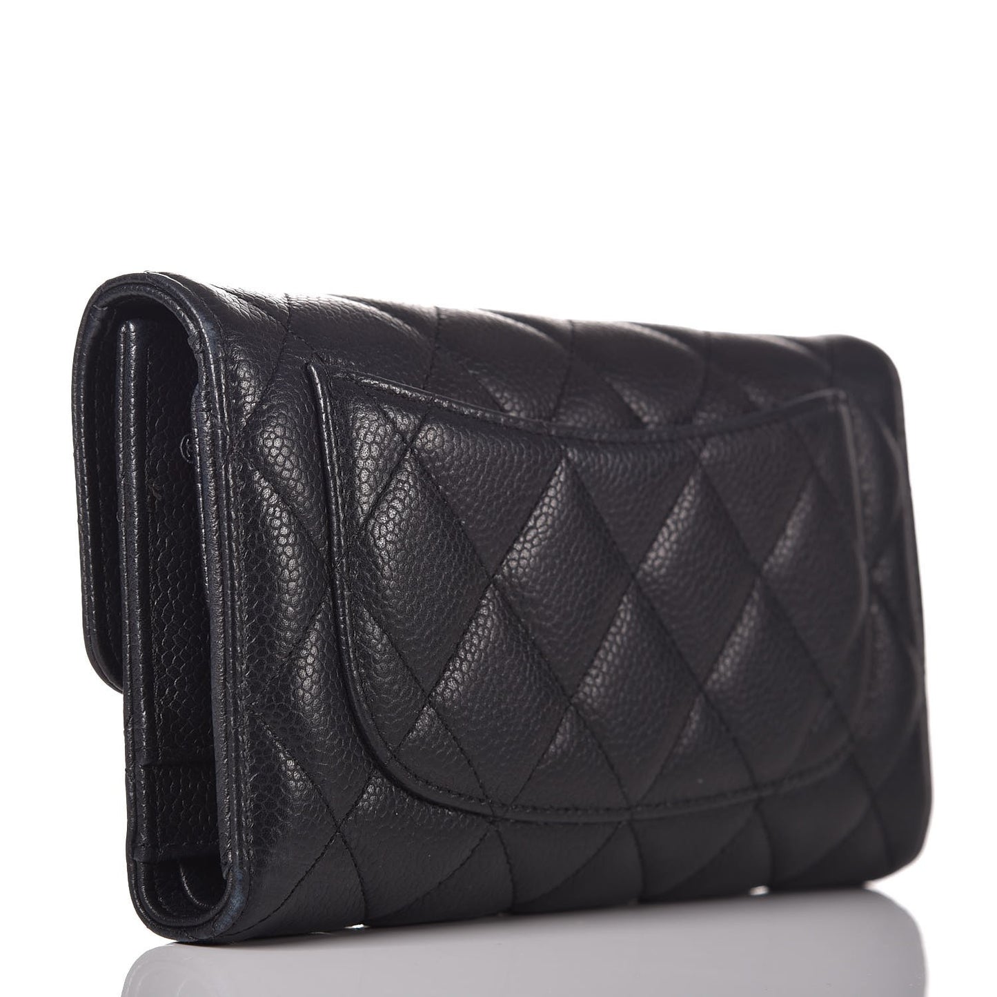 Caviar Quilted Large Flap Wallet Black