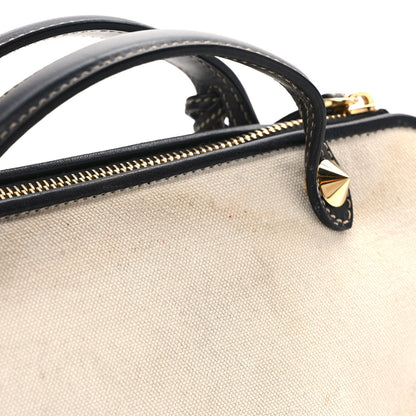 Fendi Canvas Vitello King Logo Embroidered Medium By The Way Boston Bag Grezzo Black 12 of 13
