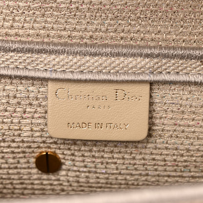 Christian Dior Canvas Embroidered Stripes Saddle Bag Beige Multicolor 6 of 14