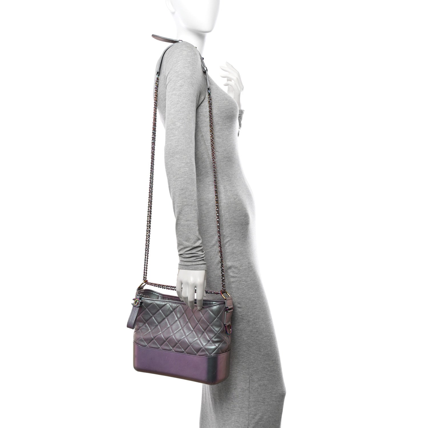 Chanel Iridescent Lambskin Calfskin Quilted Medium Gabrielle Hobo Light Purple 2 of 13