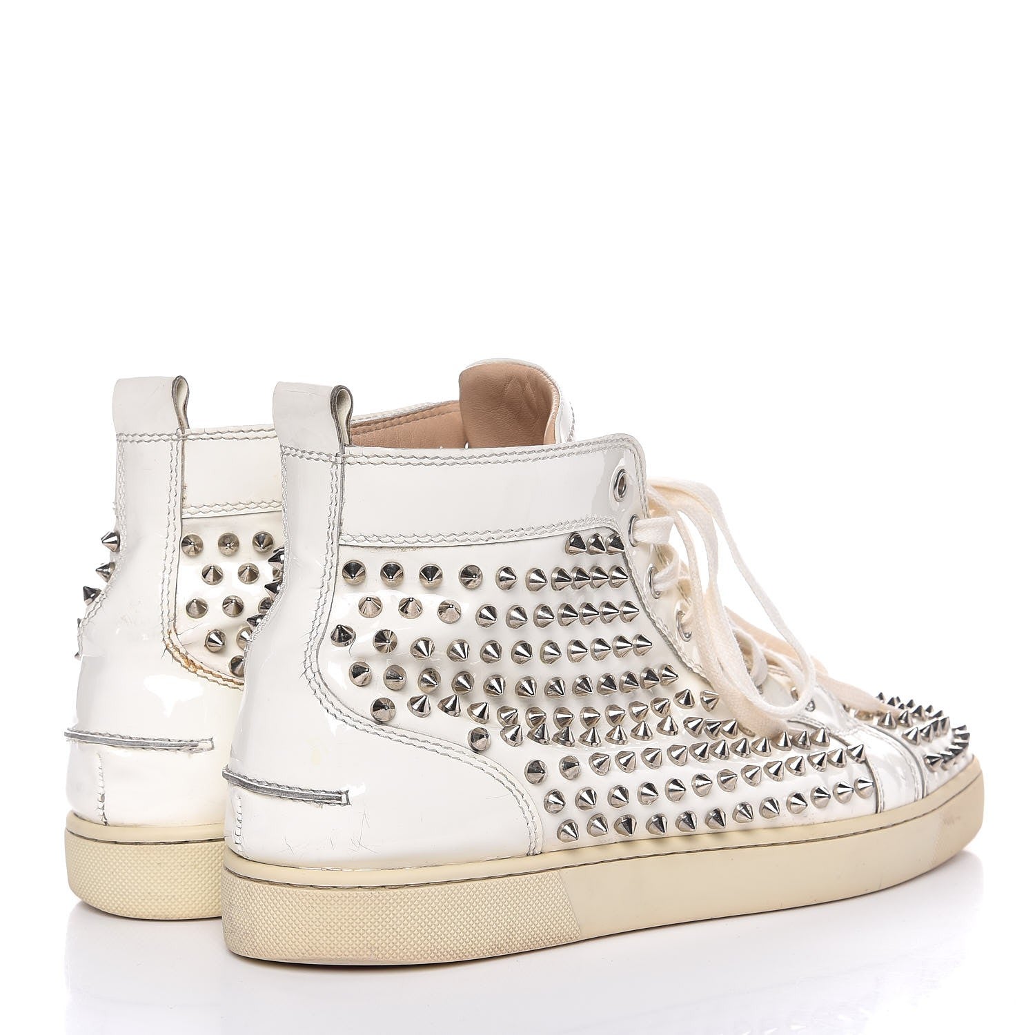 Christian Louboutin Patent Louis Spikes Flat Sneakers 44 White 4 of 16