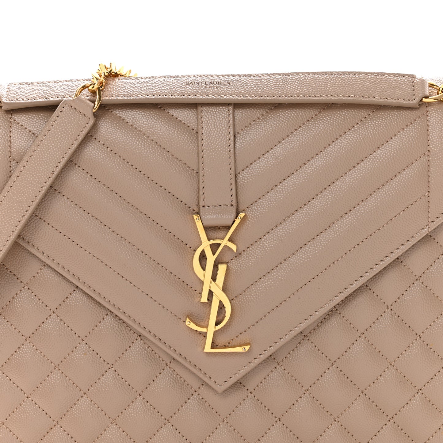 Grain De Poudre Mixed Matelasse Large Triquilt Monogram Satchel Dark Beige