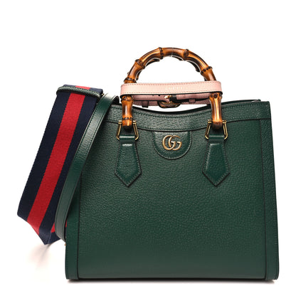 Gucci Textured Dollar Calfskin Web Small Diana Tote Bag Vintage Green Powder Pink 1 of 10