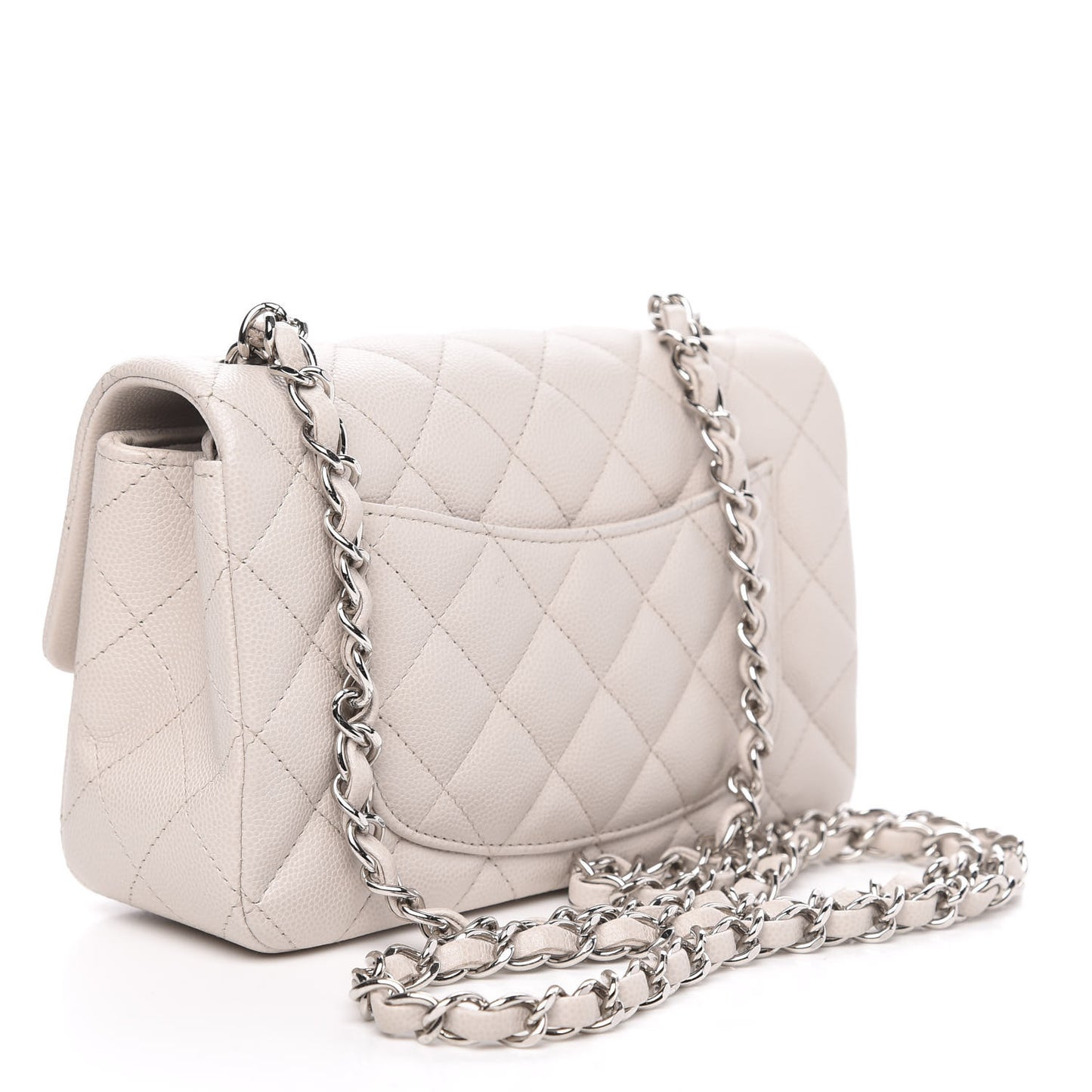 Caviar Quilted Mini Rectangular Flap White