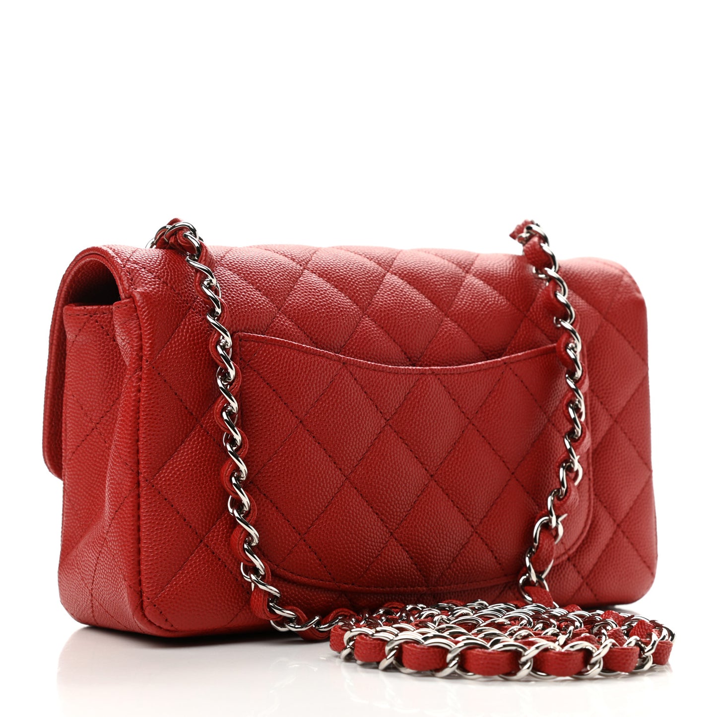 Caviar Quilted Mini Rectangular Flap Red