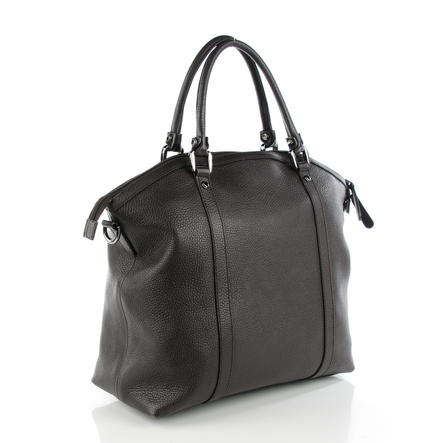 Calfskin Medium GG Charm Convertible Dome Satchel Dark Brown