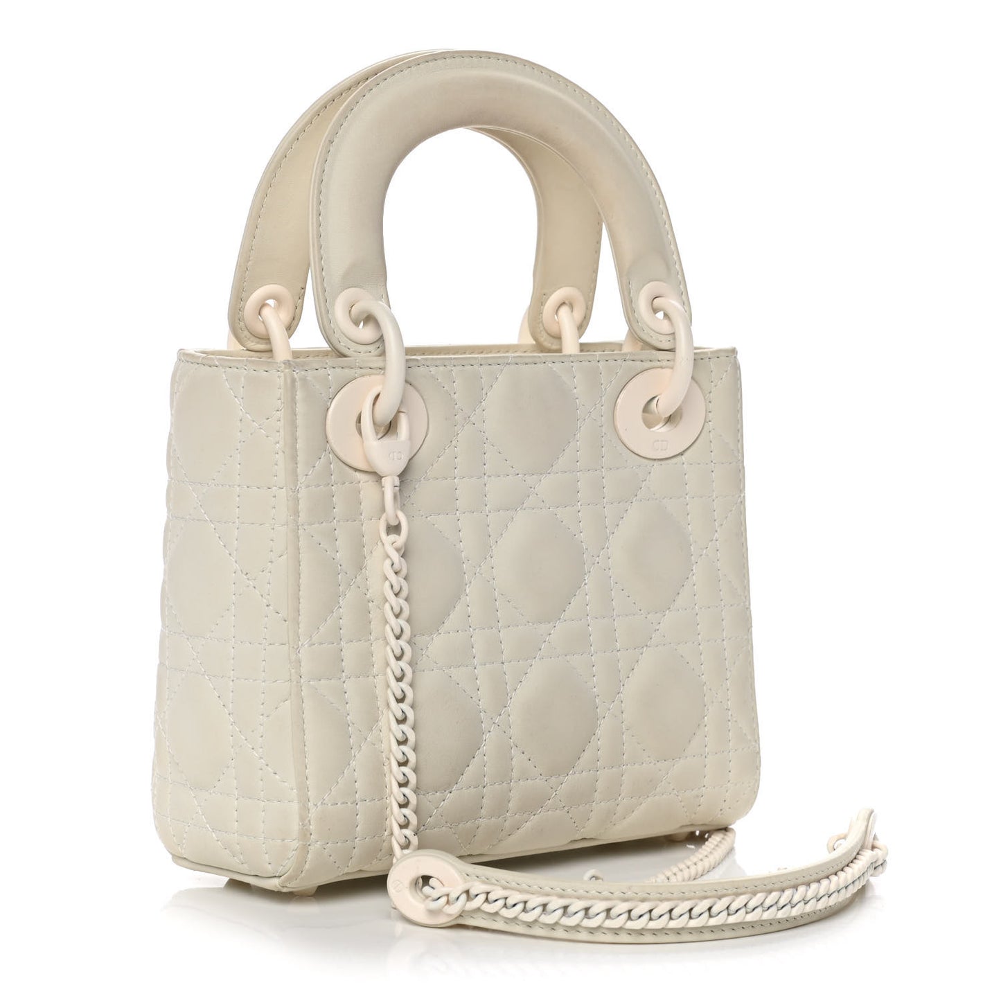 Ultra Matte Calfskin Cannage Mini Lady Dior White