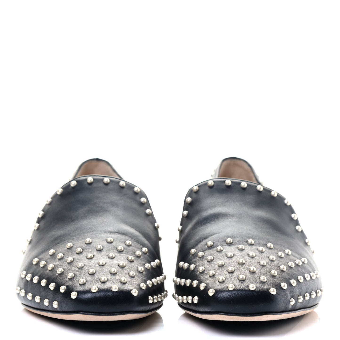 Nappa Pearl Studded Jaida Flat Loafer 40 Black