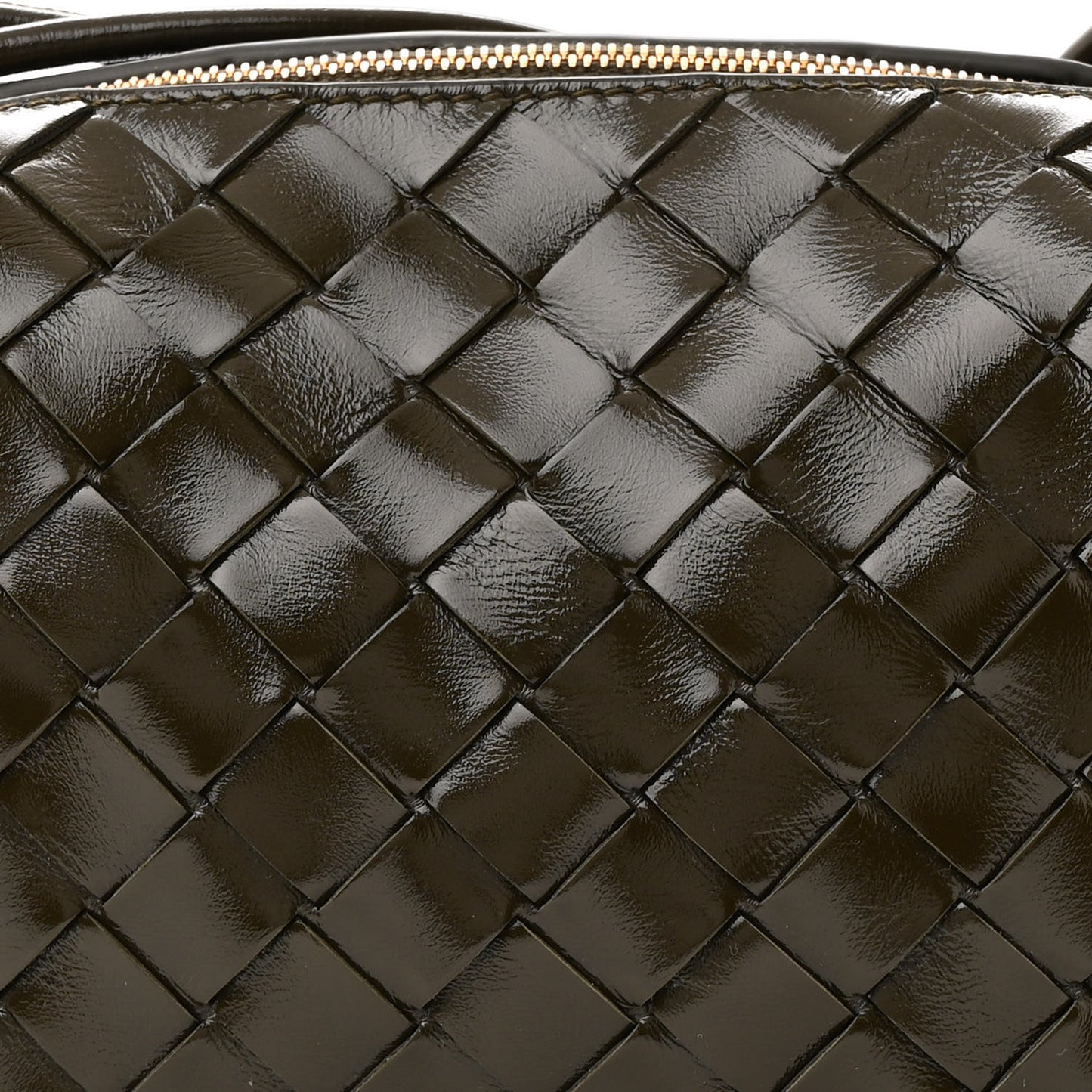Polished Nappa Intrecciato Knot Mini Loop Camera Bag Kaki