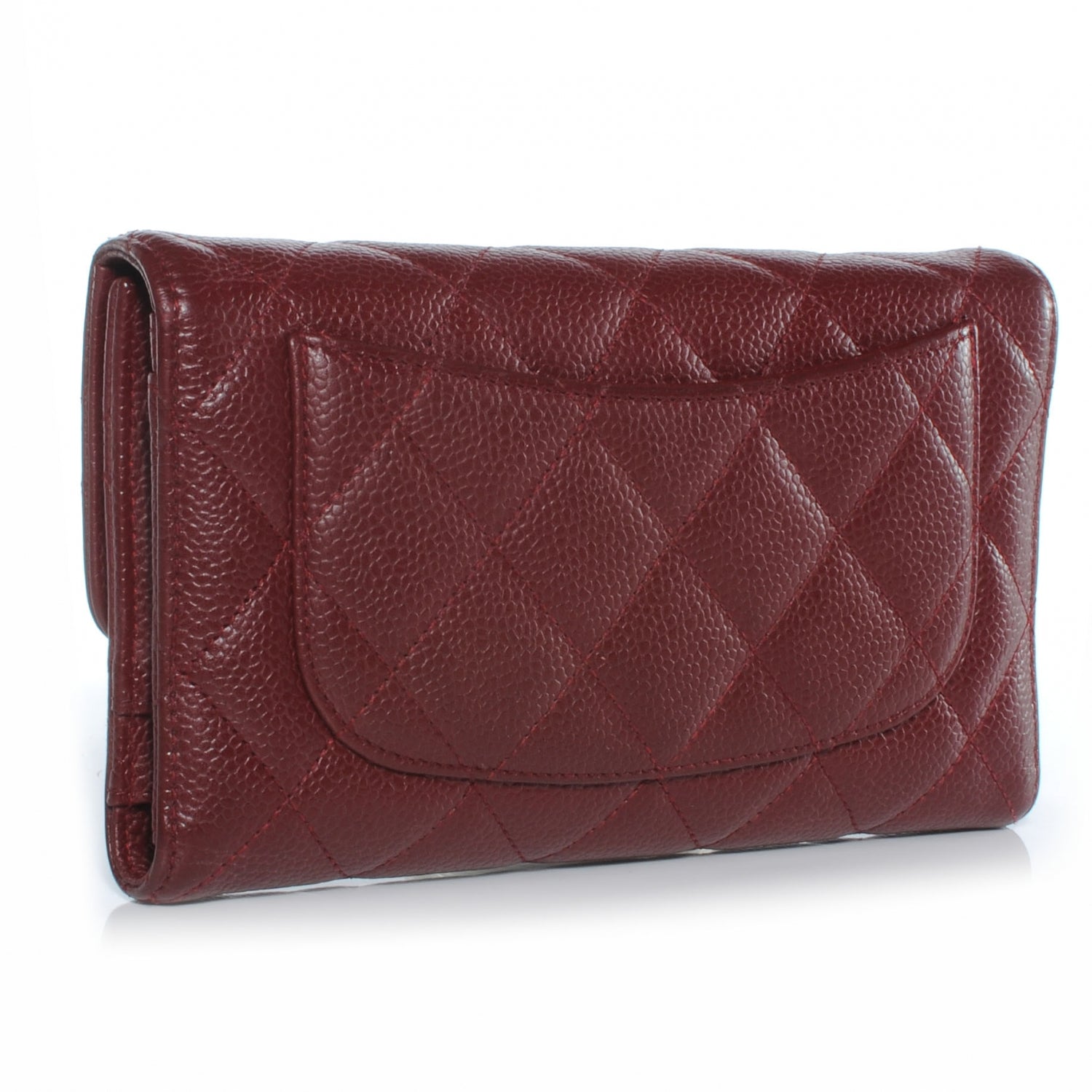 Chanel Caviar Quilted Long Flap Wallet Dark Red 3 of 7