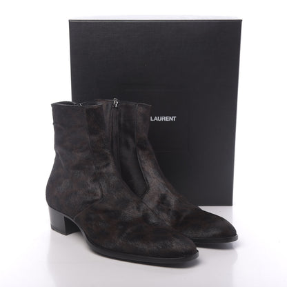 Saint Laurent Pony Hair Leopard Print Mens Wyatt 40 Boots 45 Black Fonce 9 of 9