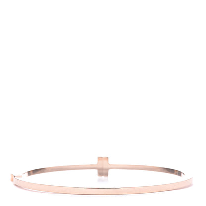 Tiffany 18K Rose Gold Diamond T Two Hinged Bangle Bracelet 3 of 5