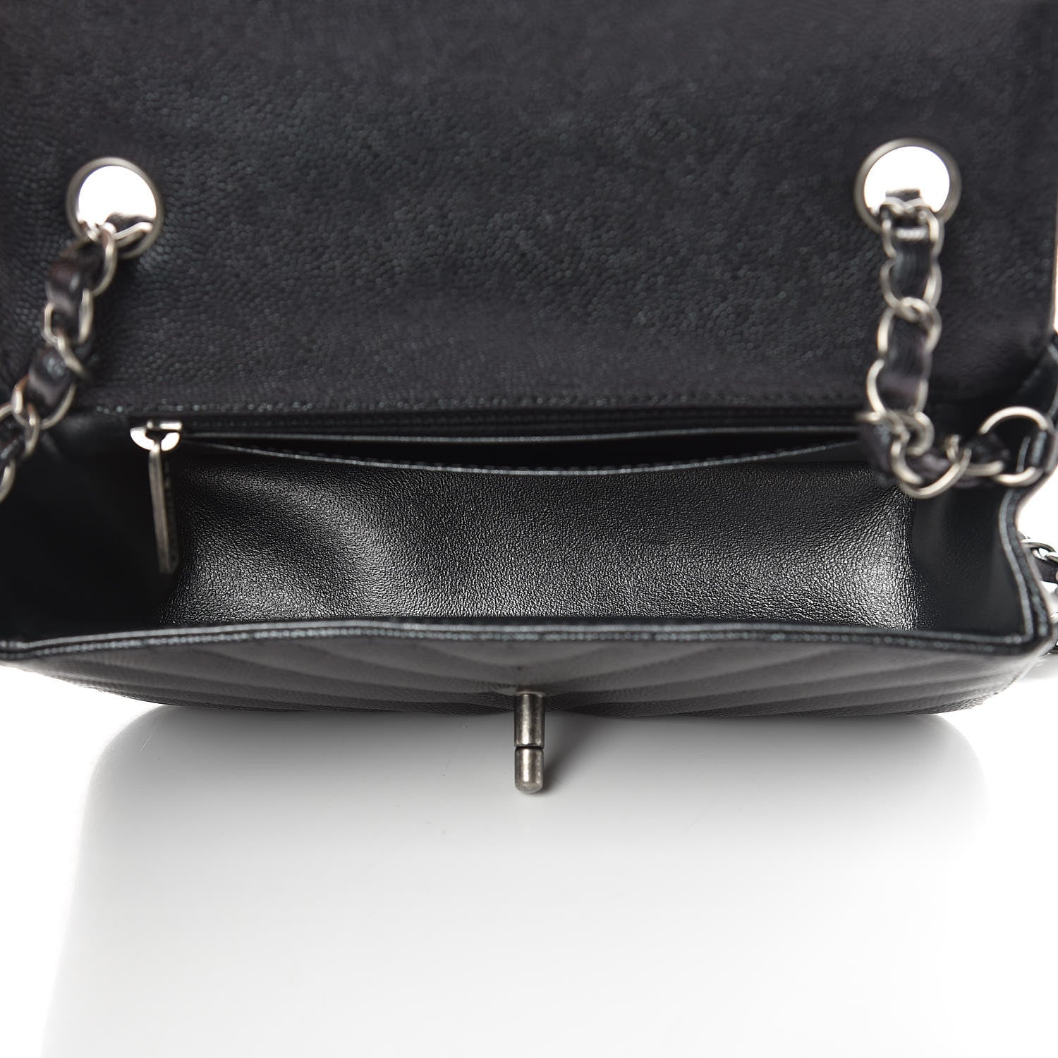 Chanel Iridescent Caviar Chevron Quilted Mini Rectangular Flap Black 5 of 9