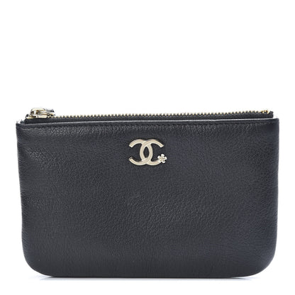 Chanel Goatskin Small CC Clover Cosmetic Case Black 1 of 9
