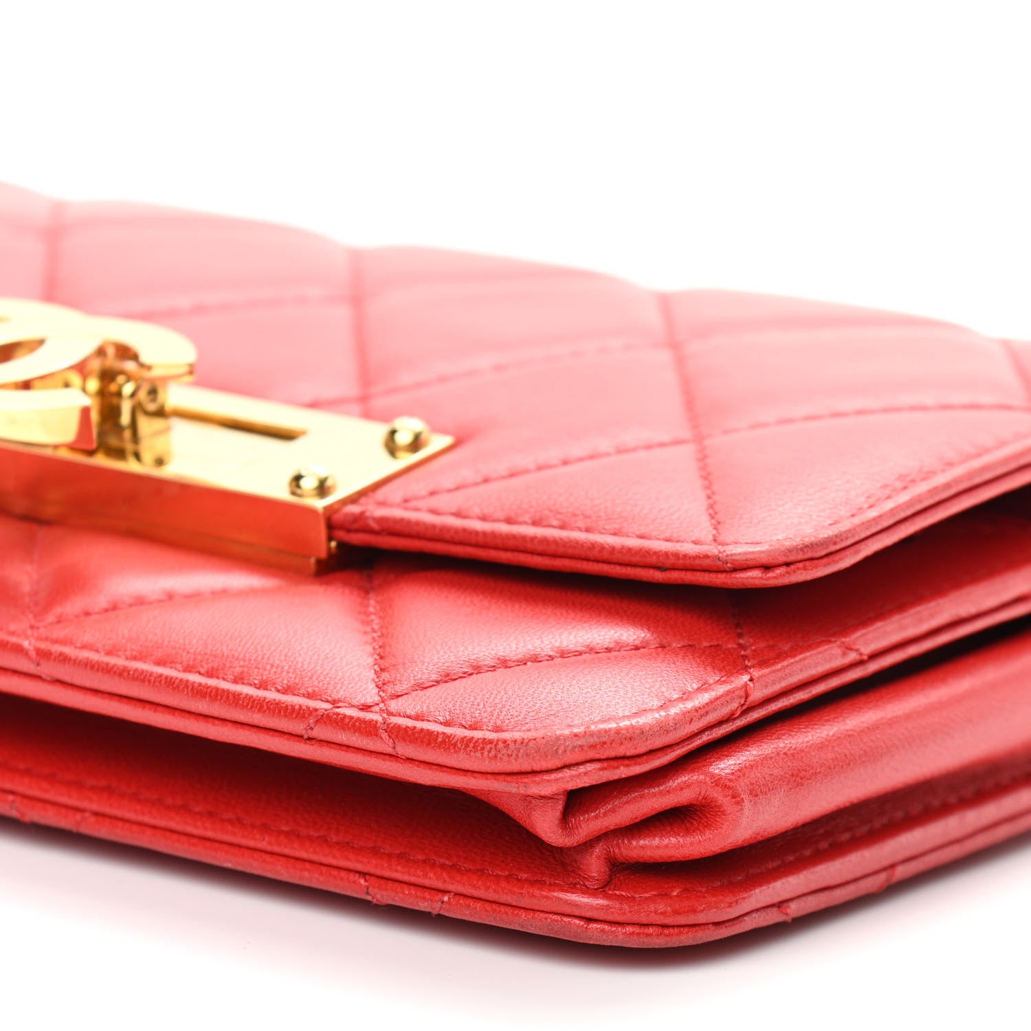 Chanel Lambskin Quilted Golden Class Wallet on Chain WOC Red 11 of 13