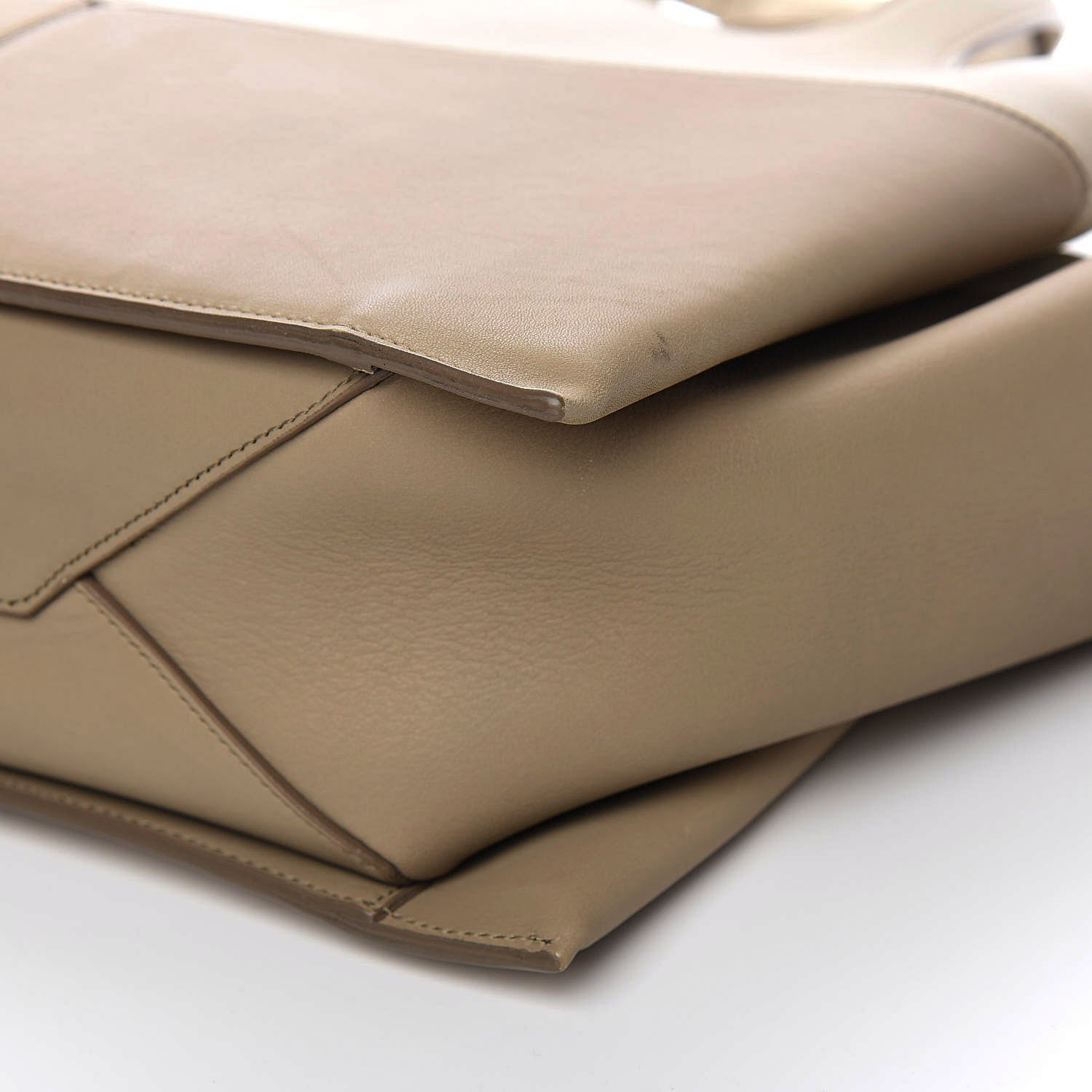 Celine Calfskin Bi-Color Medium Tri-Fold Bag Pale Beige 9 of 10