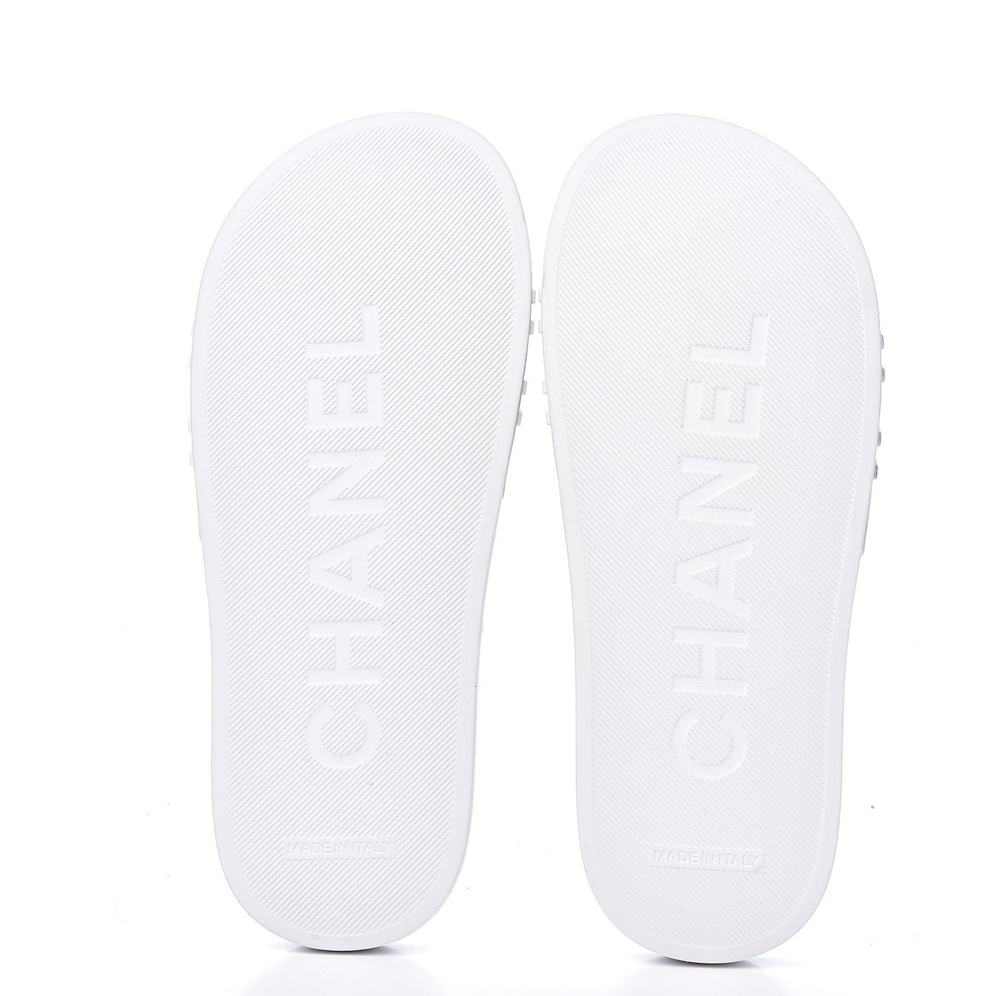 Rubber CC Flat Slide Sandals 35 White