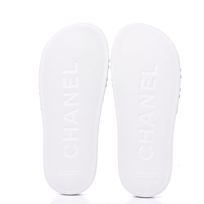 Chanel Rubber CC Flat Slide Sandals 35 White 6 of 10