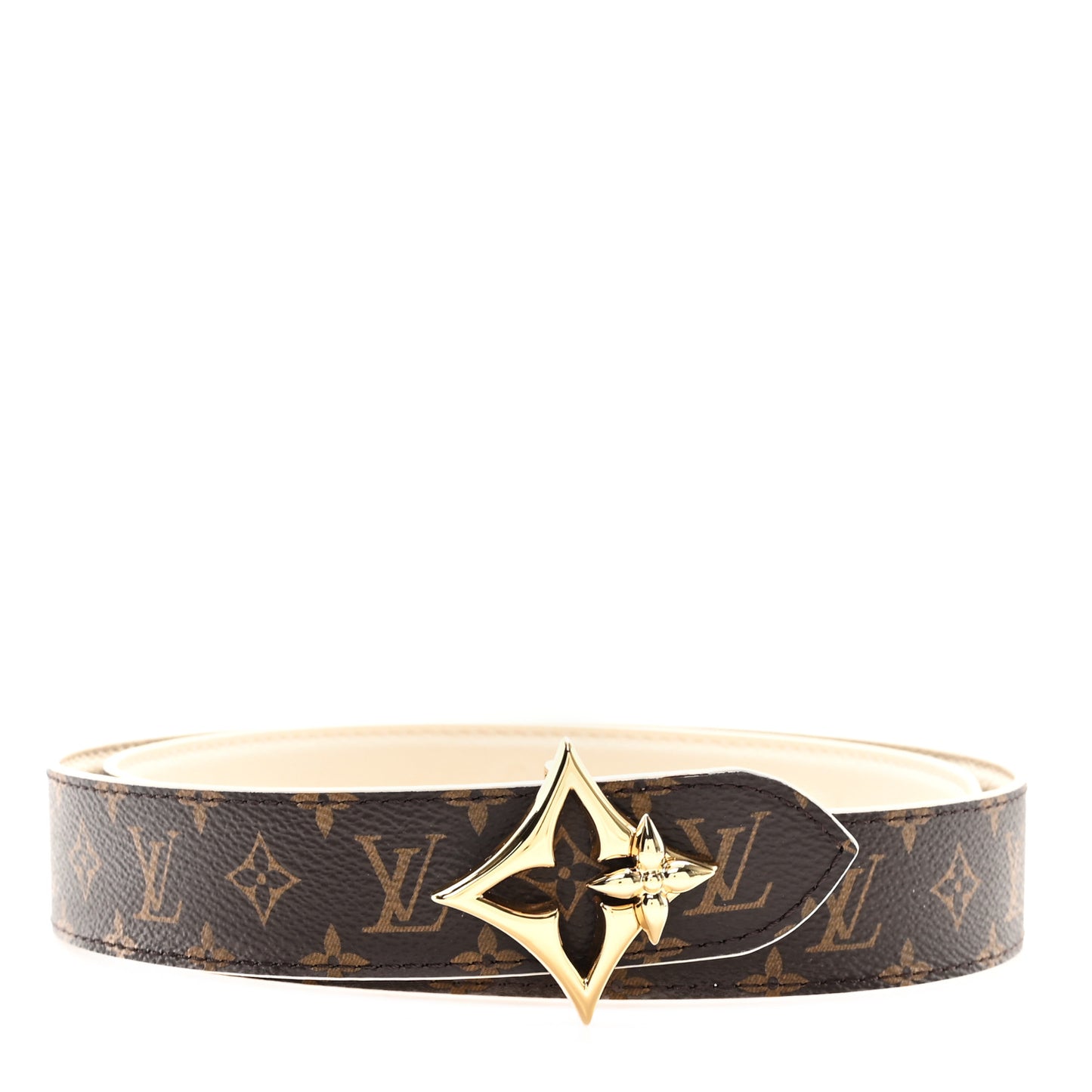 Calfskin Monogram 30mm Flowergram Reversible 85 34 Belt Cream