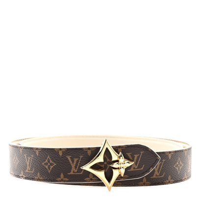 Louis Vuitton Calfskin Monogram 30mm Flowergram Reversible 85 34 Belt Cream 1 of 5