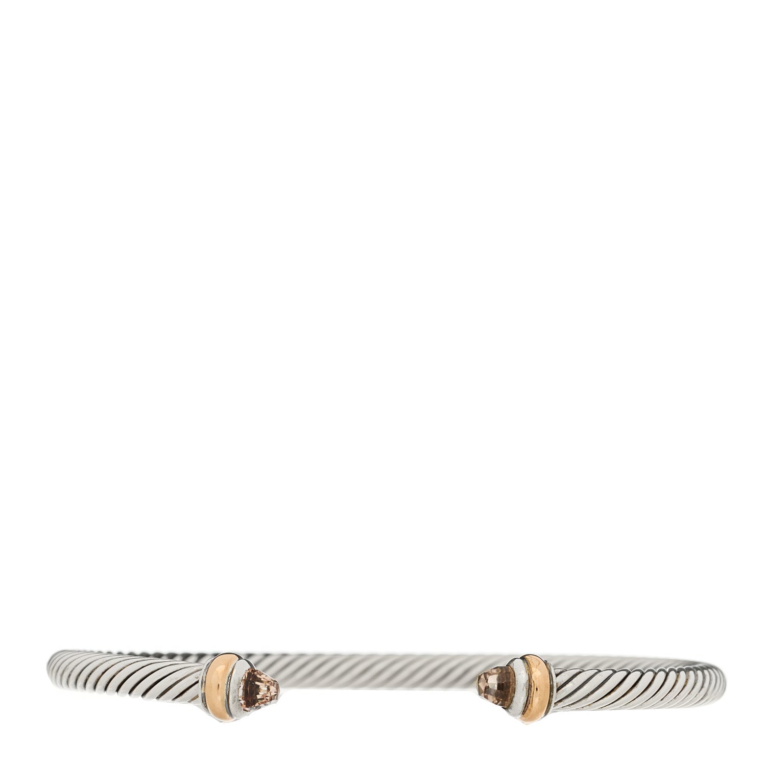David Yurman Sterling Silver 18K Rose Gold Morganite 4mm Cable Classics Bracelet 1 of 3