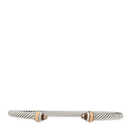 David Yurman Sterling Silver 18K Rose Gold Morganite 4mm Cable Classics Bracelet 1 of 3