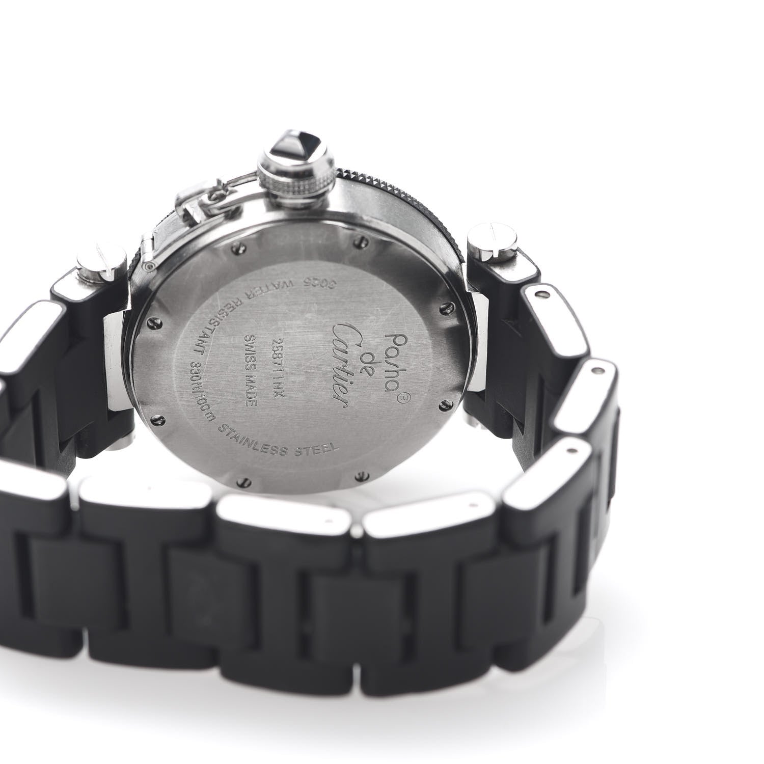 Cartier Stainless Steel Rubber 33mm Pasha C Seatimer Quartz Watch Black 5 of 7